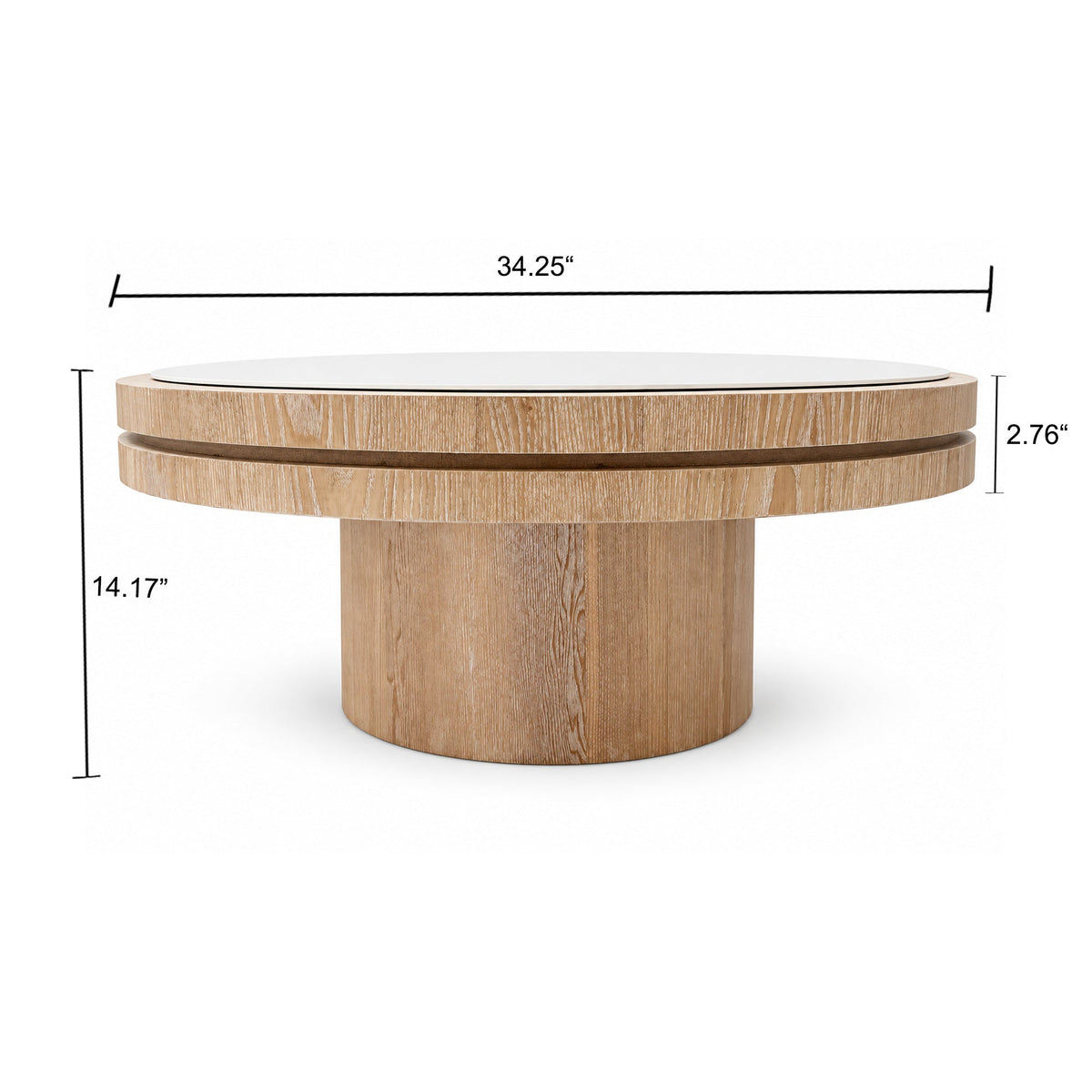 34.25-Inch Square Coffee Table with MDF Pedestal, Gold