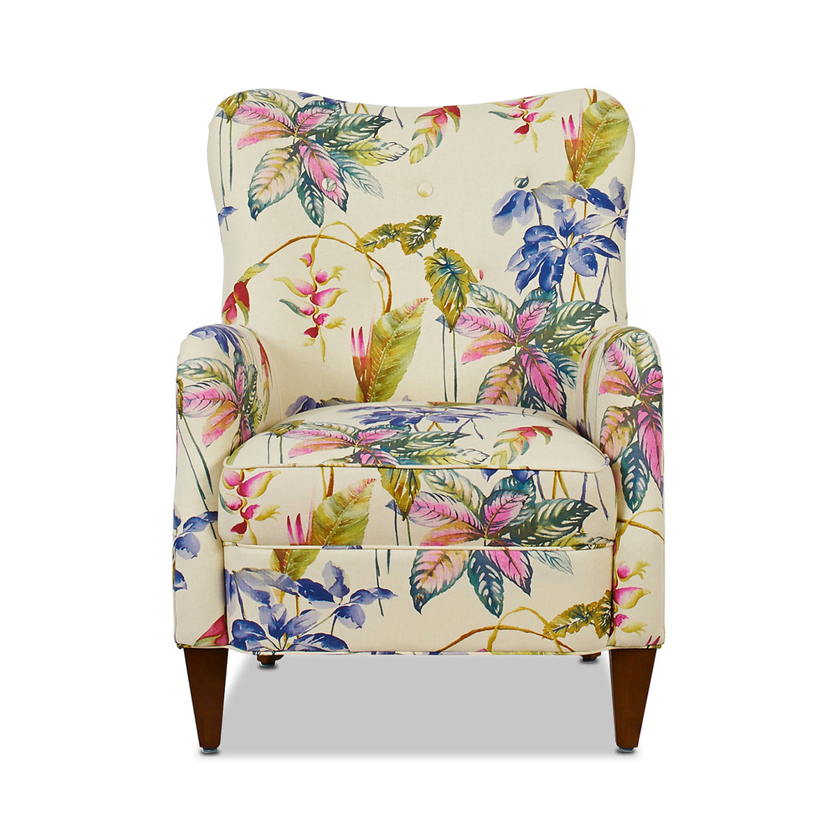 Paradise Upholstered Arm Chair, Off-White Floral, Beige Fabric
