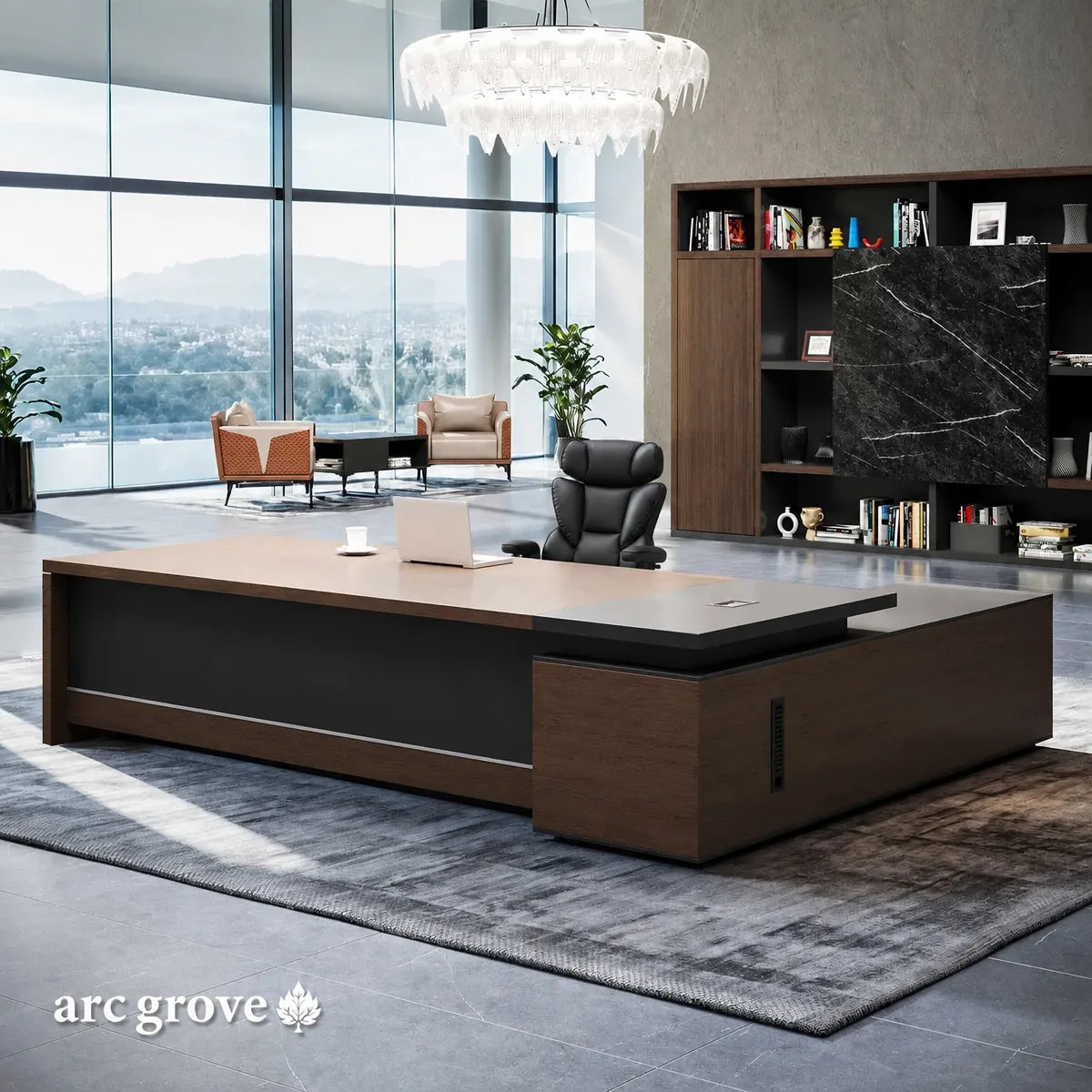 Hershey L-Shaped Executive Desk with Lockable Storage