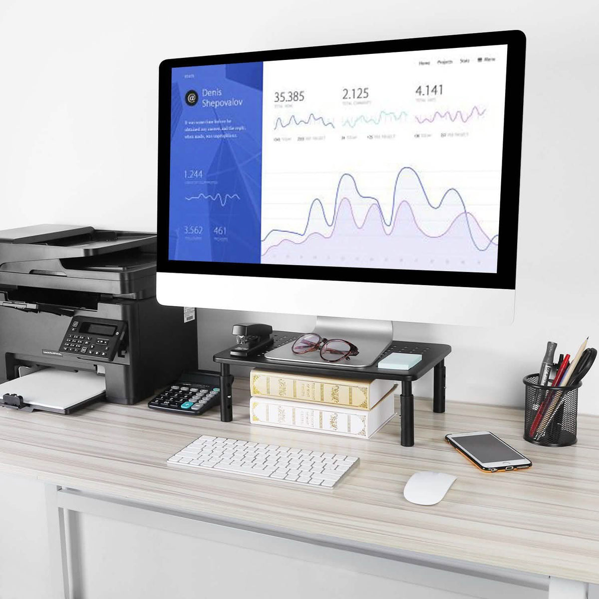 3-Height Adjustable Monitor Stand Riser
