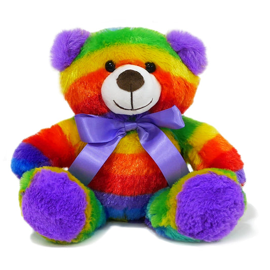 Rainbow Teddy Bear Plush Stuffed Animal Cuddly Soft 12 inch