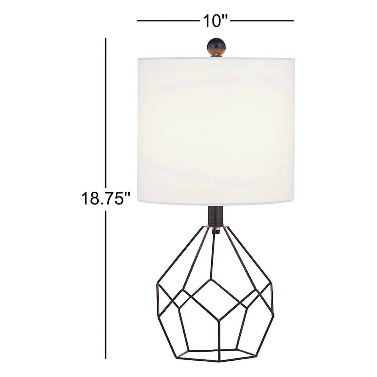 Modern Forged Iron Table Lamp, 19-Inch, Black with Rotary Switch