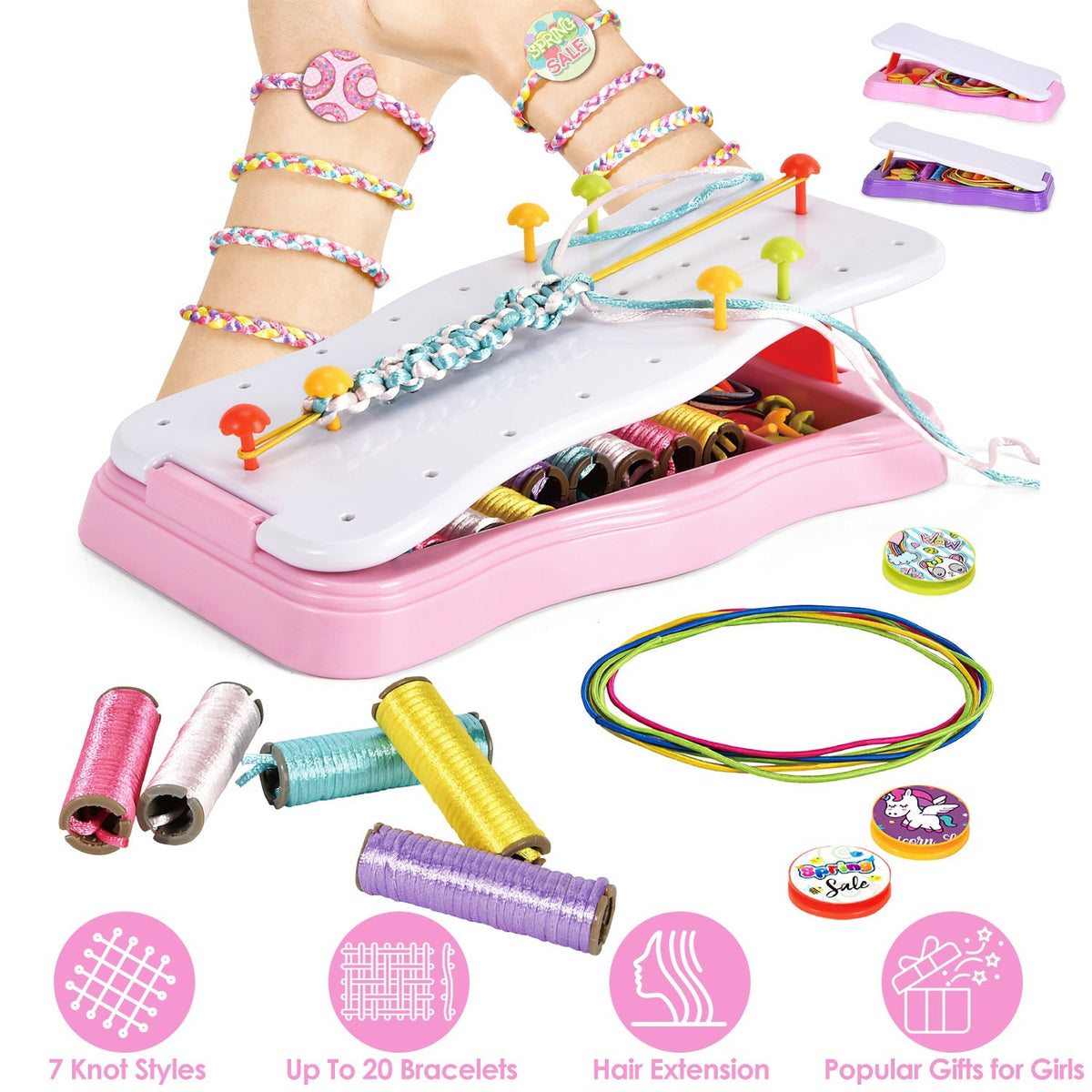 Bracelet Making Kit DIY Arts and Crafts Toys Kids Travel Activity Set Birthday Gifts For 6 7 8 9 10 11 12 Year Old Girls