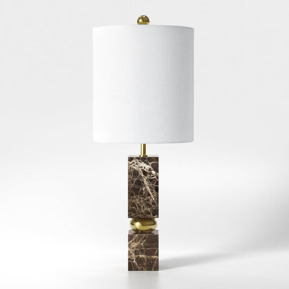 Modern Marble Table Lamp, 25-Inch, Pre-Assembled, Brown