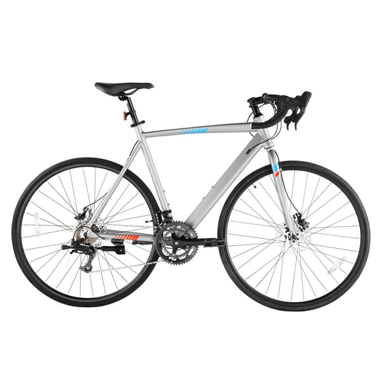 700C Grey AeroRide Road Bicycle – 14-Speed, Disc Brakes
