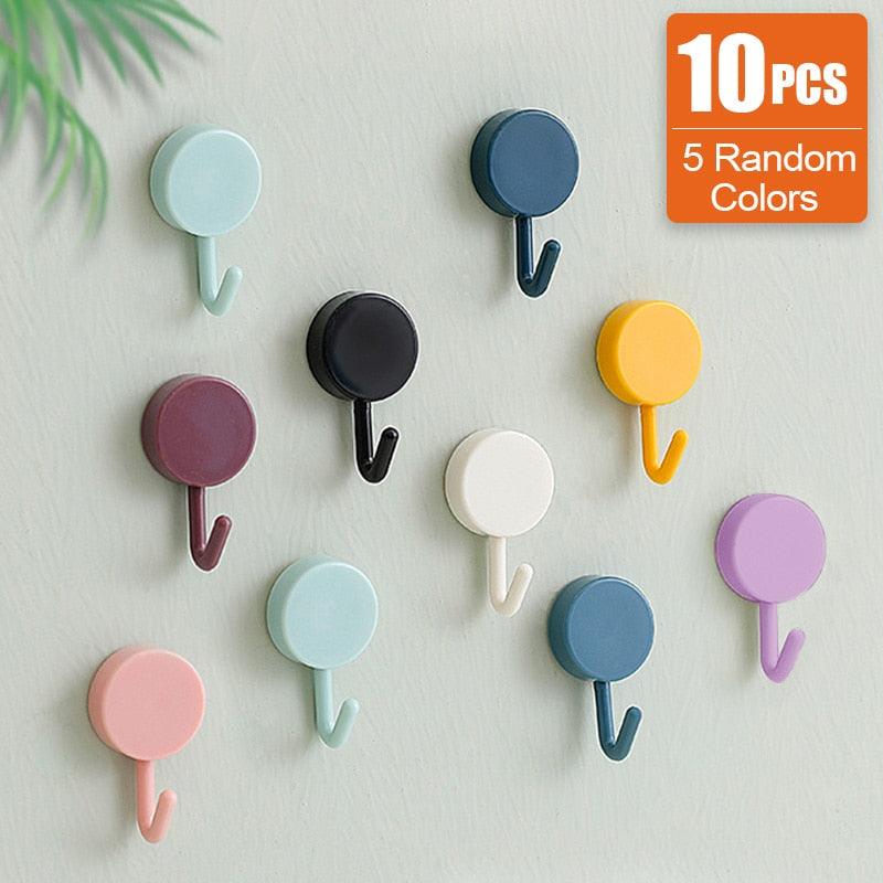 10-Piece Self-Adhesive Wall Hooks for Home Organization