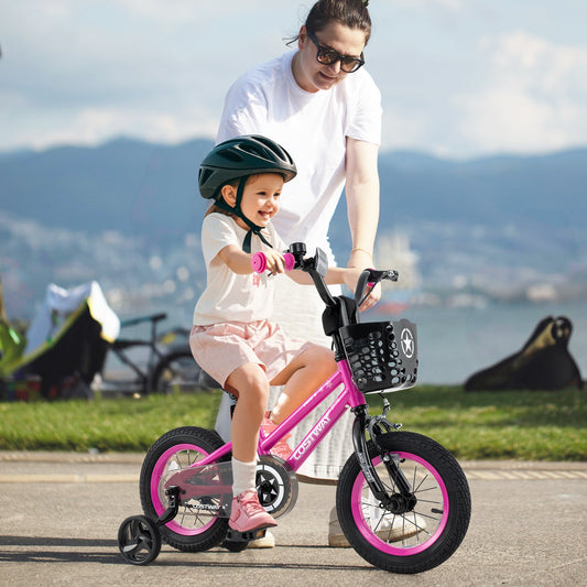 12-Inch Kids' Bicycle with Front Basket & Training Wheels