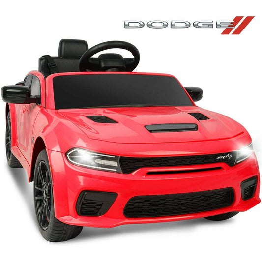 12V Dodge Charger SRT Hellcat Ride-On Toy with Remote Control, MP3, and LED Lights for Kids