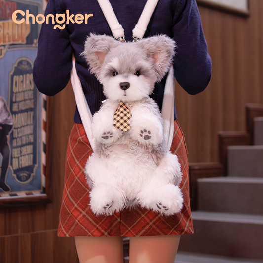 Schnauzer Backpack – Plush Dog Bag for Puppy Lovers & Kids