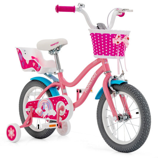 14-Inch Kids' Bicycle with Doll Seat, Basket & Training Wheels