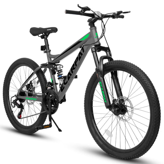 24-Inch Grey TrailX Youth & Adult Mountain Bicycle – 21-Speed