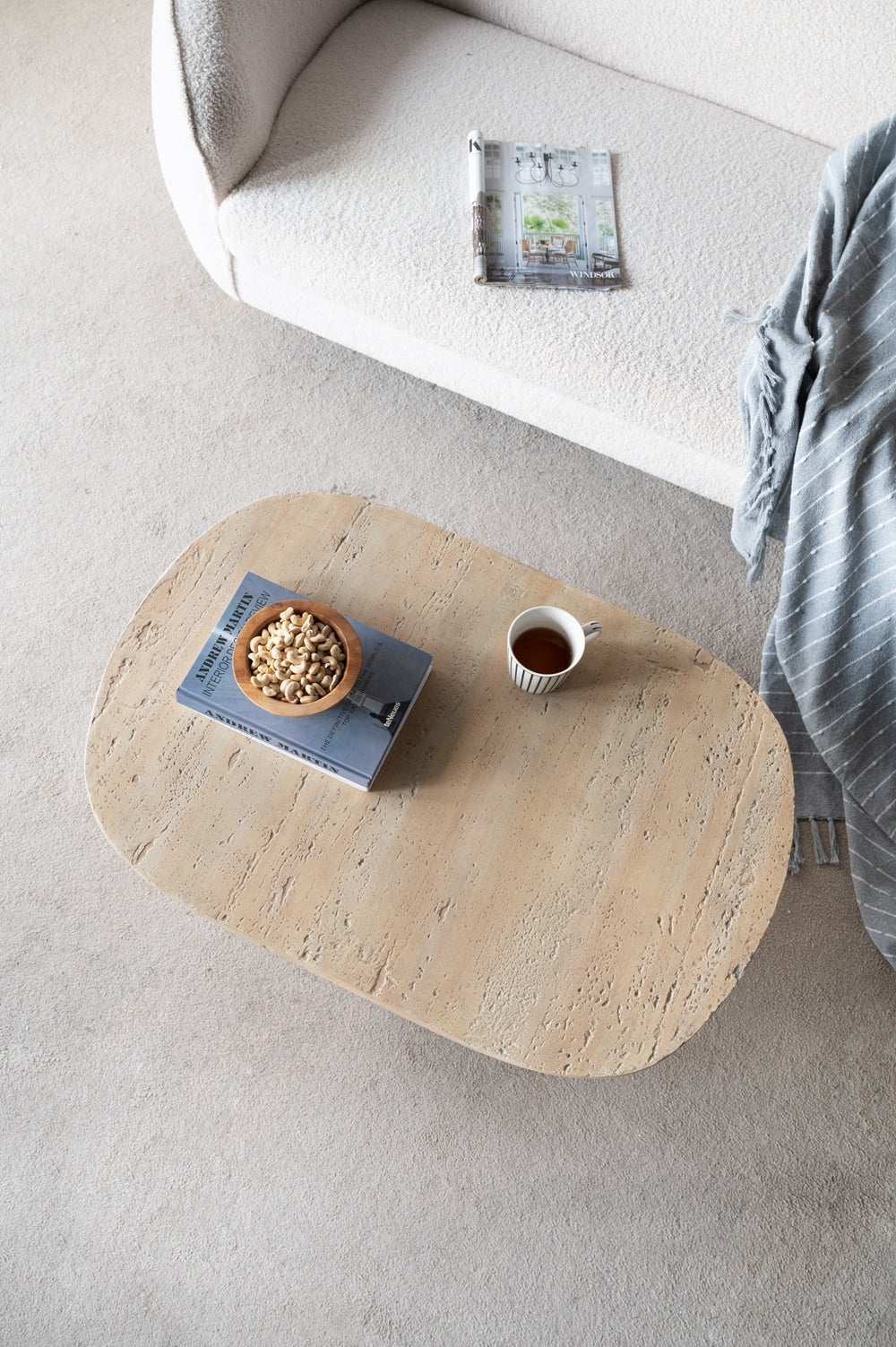 36x Oval Coffee Table, Cream Magnesium Oxide