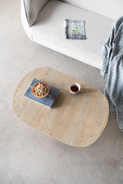 36x Oval Coffee Table, Cream Magnesium Oxide