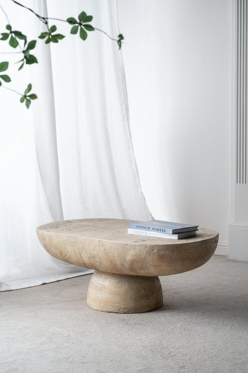 36x Oval Coffee Table, Cream Magnesium Oxide