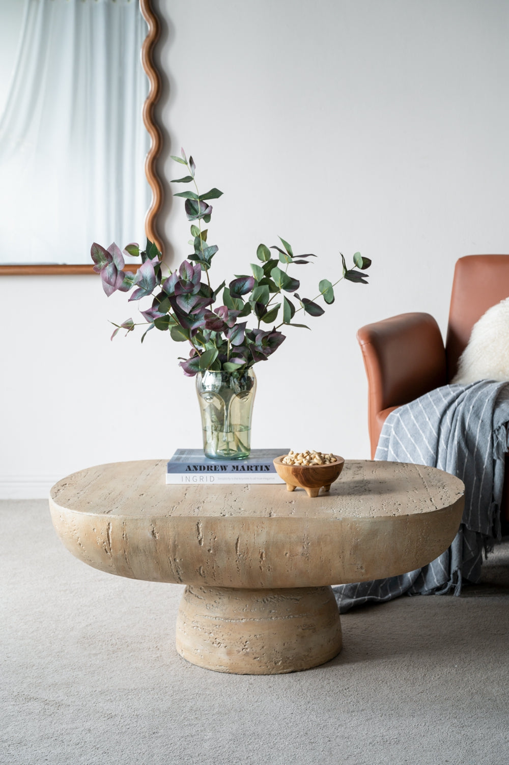 36x Oval Coffee Table, Cream Magnesium Oxide