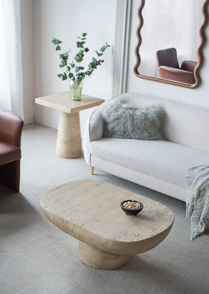 36x Oval Coffee Table, Cream Magnesium Oxide