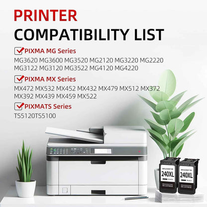 myCartridge Compatible Canon 240XL Ink Cartridge 2-Pack (Black) | MG3620 PIXMA MG3600 MG3520 MG3222 TS5120 TS5100 MX472 | 630 Pages High Yield