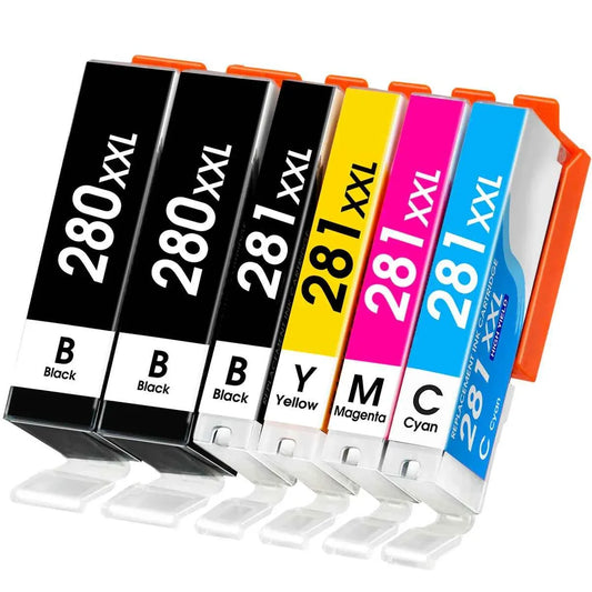 myCartridge Compatible Canon PGI280XXL CLI-281XXL Ink Cartridges 6-Pack (PGBK, Black, Cyan, Magenta, Yellow) | PIXMA TS & TR Series | 6360 Pages High Yield