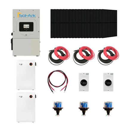 Complete Hybrid Solar Kit - Sol-Ark 15K Hybrid Inverter | 15kW 120/240V Output | 48V 310AH 16.1kWh Midnite Power AllWeather Lithium Battery | 13.5kW+ Solar PV