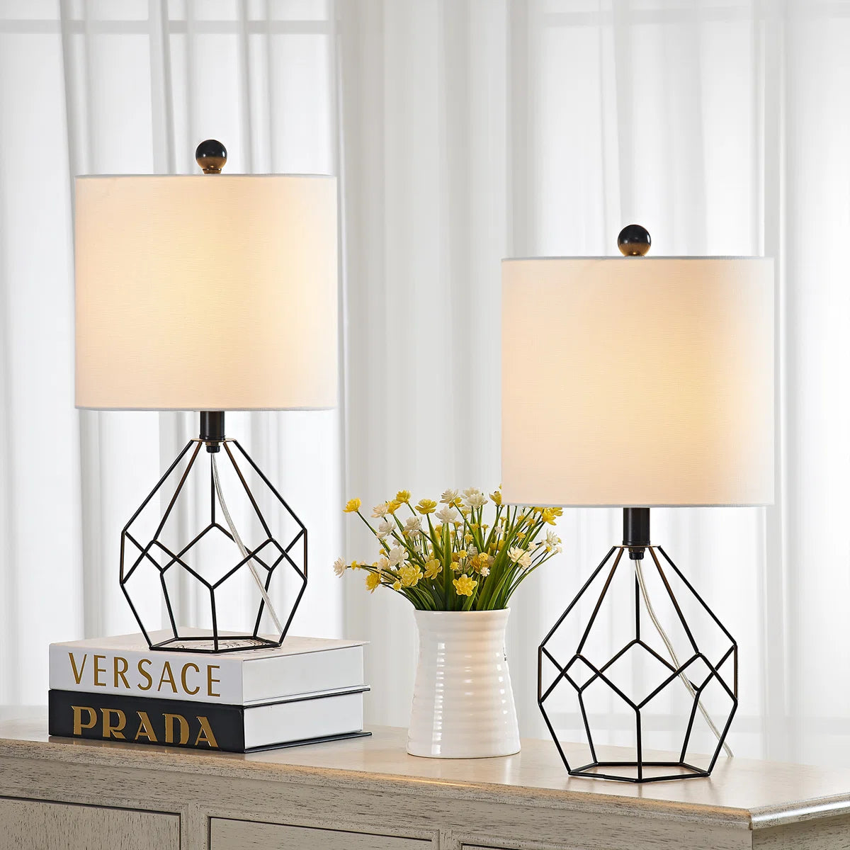 Modern Forged Iron Table Lamp, 19-Inch, Black with Rotary Switch