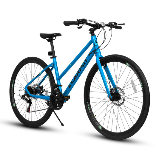 700C Black/Blue UrbanRide Road Bicycle – 21-Speed, Disc Brakes