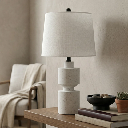 24.5-Inch Modern Farmhouse Table Lamp, Beige Resin