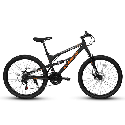26" Adult Mountain Bike (Black) - 21-Speed, Dual Suspension & Disc Brakes