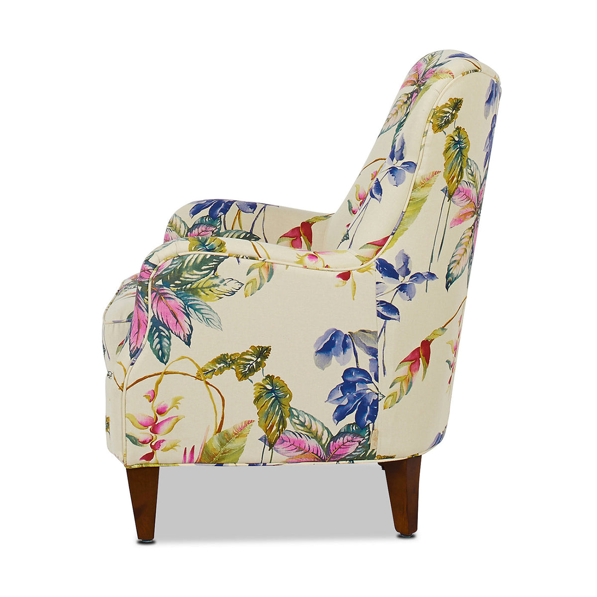 Paradise Upholstered Arm Chair, Off-White Floral, Beige Fabric