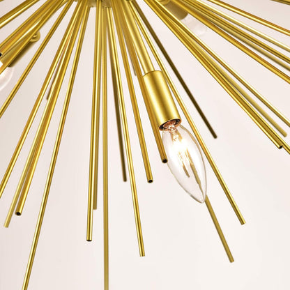 Gold Sputnik Chandelier, 7-Light Mid-Century Modern Starburst, 25.6 Inch