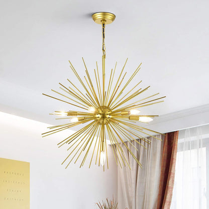 Gold Sputnik Chandelier, 7-Light Mid-Century Modern Starburst, 25.6 Inch