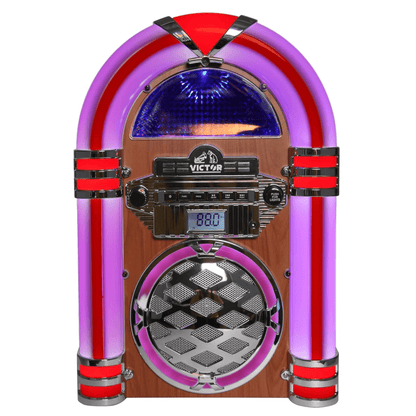 Victor Broadway II Desktop CD Jukebox with Multi-Color LED Lighting and FM Radio