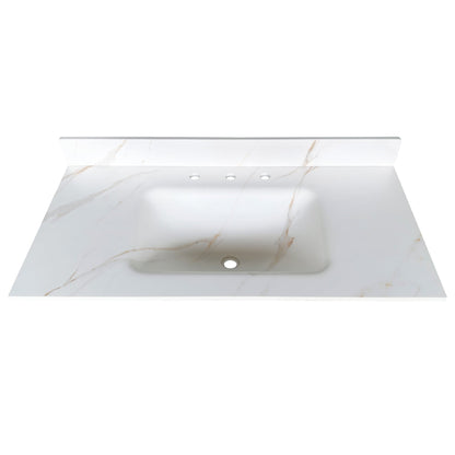 43-Inch Sintered Stone Vanity Top with Integrated Sink, Calacatta Gold