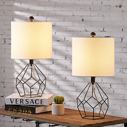 Modern Forged Iron Table Lamp, 19-Inch, Black with Rotary Switch