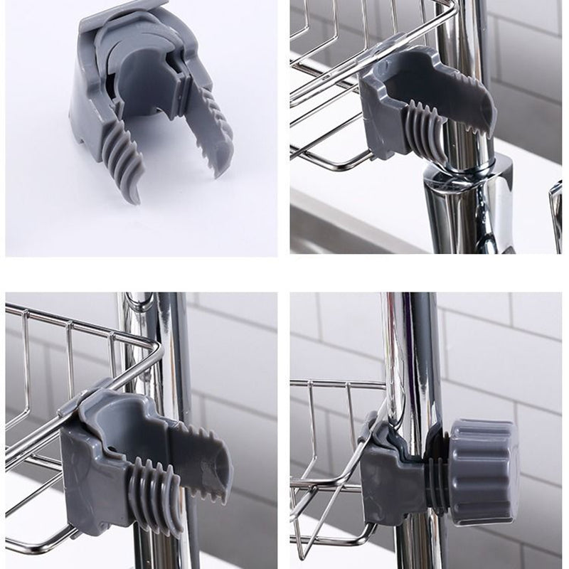 Adjustable Sink Faucet Organizer with Drain Rack