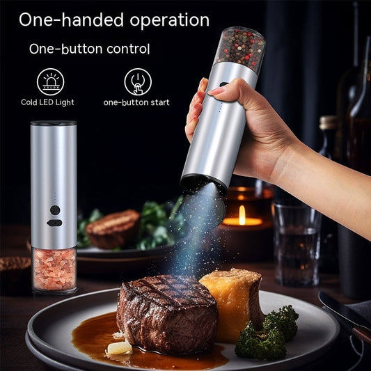 USB Rechargeable Electric Salt and Pepper Grinder with LED