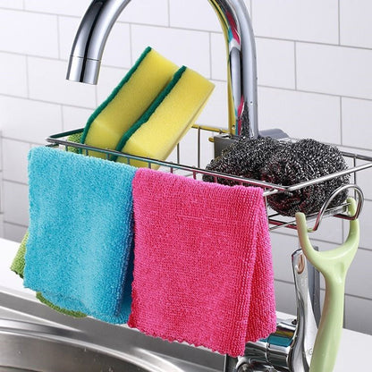 Adjustable Sink Faucet Organizer with Drain Rack
