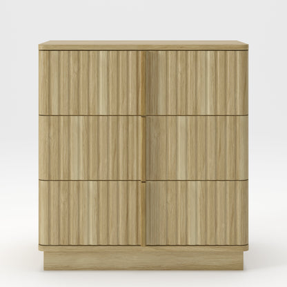 Vertical Stripe 3-Drawer Nightstand, Natural MDF, 25.39-Inch