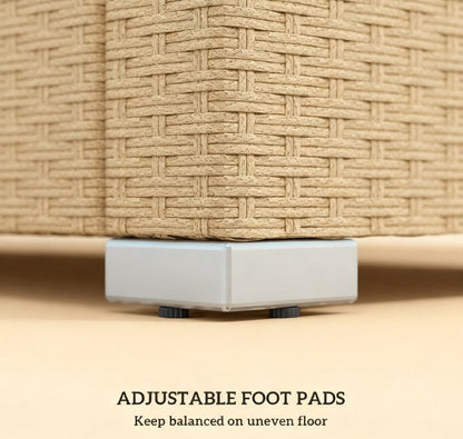 Outdoor Rattan Sofa with Cushions & Throw Pillows