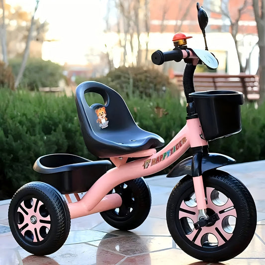 Red Stainless Steel Kids Tricycle - Pedal Trike for Ages 3+ with Coaster Brake (Non-Electric)