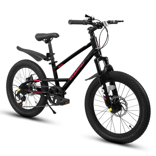 20-Inch Black Kids' Mountain Bike – 7-Speed Front Suspension