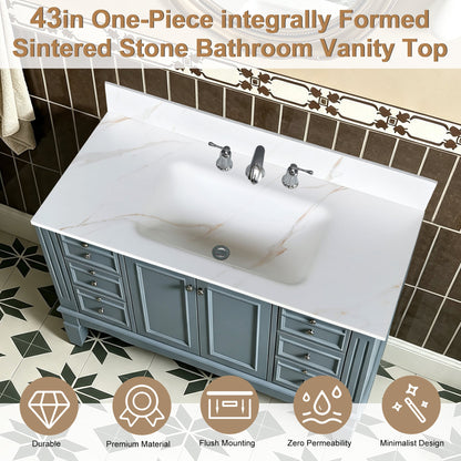 43-Inch Sintered Stone Vanity Top with Integrated Sink, Calacatta Gold