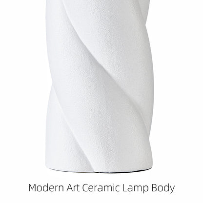 Modern Ceramic Table Lamp, 23.75 Inches, White, Set of 2