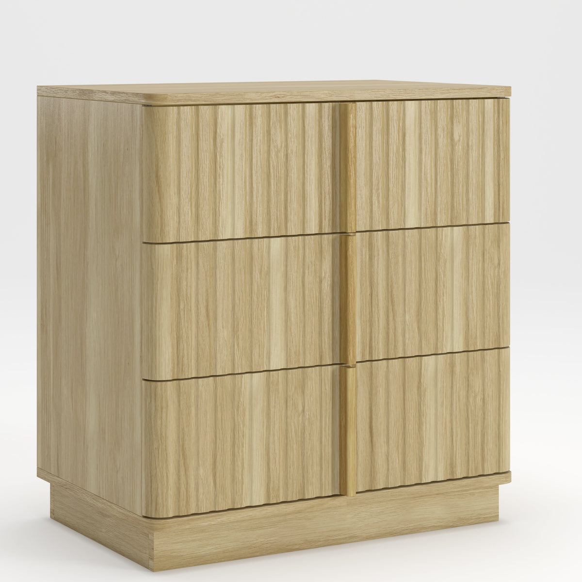 Vertical Stripe 3-Drawer Nightstand, Natural MDF, 25.39-Inch