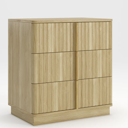 Vertical Stripe 3-Drawer Nightstand, Natural MDF, 25.39-Inch