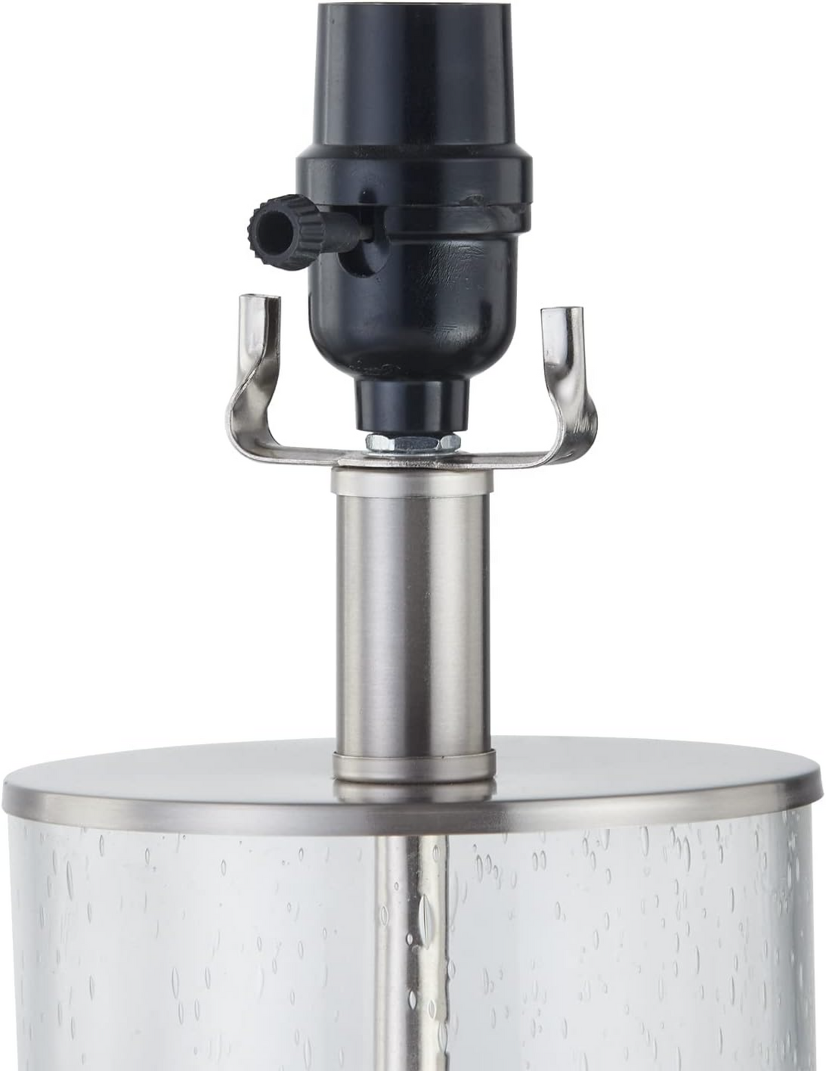 Modern Glass Table Lamps Set of 2, 23.25-Inch Nickel with Clear Bubble Glass, 3-Way Dimmable