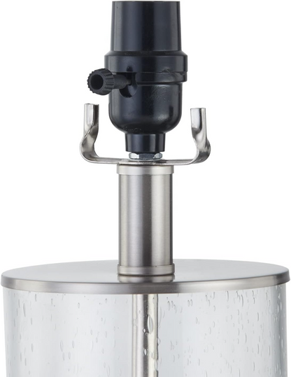 Modern Glass Table Lamps Set of 2, 23.25-Inch Nickel with Clear Bubble Glass, 3-Way Dimmable
