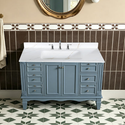 43-Inch Sintered Stone Vanity Top with Integrated Sink, Calacatta Gold