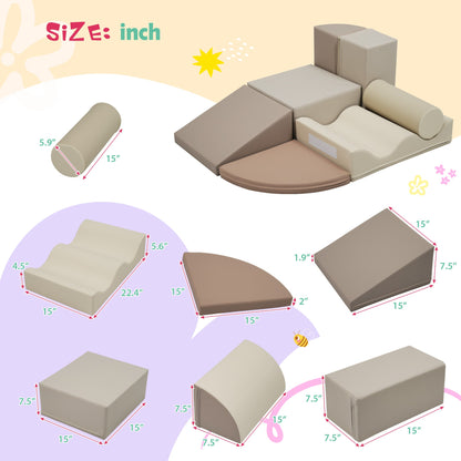 7-Piece Indoor Climbing Foam Set, Soft PU Toddler Play Blocks, Colorful