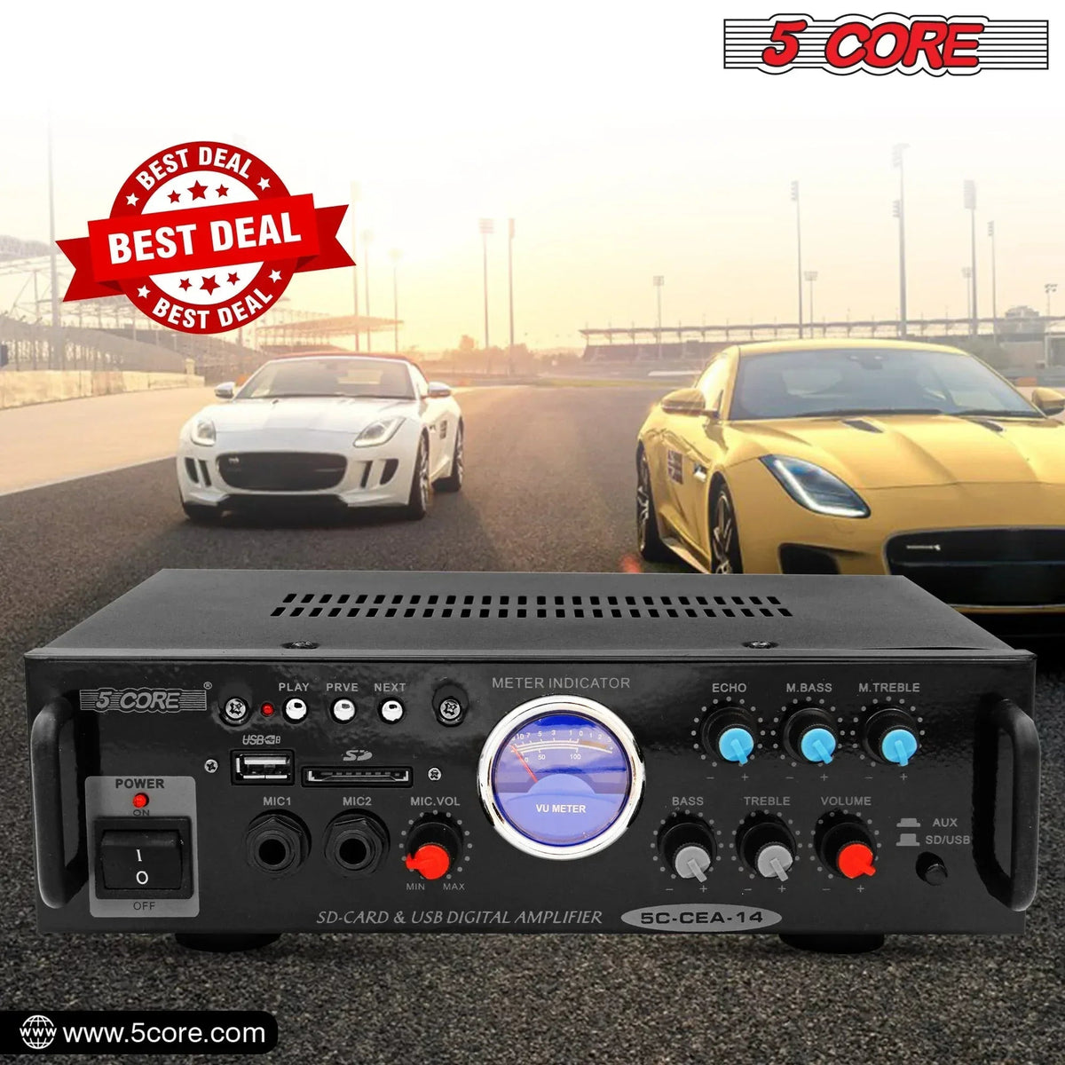 5Core Dual Channel Amplifier Car Audio System 300W Audio Reciver Car