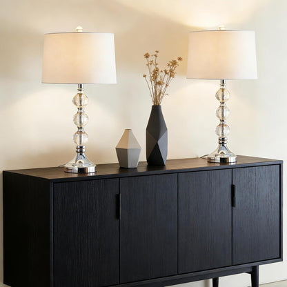 27.5-Inch Crystal Table Lamps Set of 2, 3 Way Dimmable, Nickel